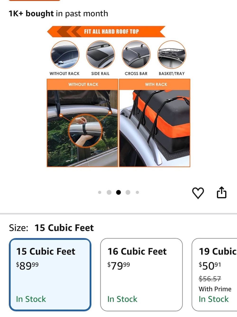 MeeFar Roof Bag Rooftop Cargo Carrier Bag Waterproof 15 Cubic Feet - Picture 5 of 5